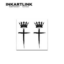 INKARTLINK 哥特式十字架临时纹身 | 深色渐变花卉图案 | 革命性的 14 天防水技术 | 小众仿纹身贴纸 | 宗教复古人体艺术 | 派对和音乐节配饰 - 黑色 - 查看 4