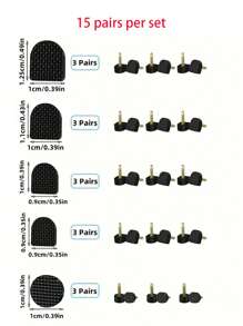 15 Pairs Of 5 Different Size Black High Heel Nail Heel Wear-Resistant Heel Leather Anti-Slip High Heel Accessories
