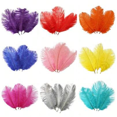 10PCS (15cm-20cm/5.9in-7.9in) Simulated Artificial Ostrich Feather Plants, Used For Center Decoration, Party, Wedding Home Decoration, Dream Catcher, Vase Decoration, Floral Arrangement, Party DIY Home Decoration, Wedding, Wedding Decoration, Vase Decoration,