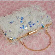 1 Elegant And Fashionable Shiny Corduroy Evening Bag, Suitable For Women's Wedding Clutch Bags At Parties And Dances, Diagonal Cross Bag - White - View 6