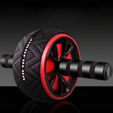 1PC Portable Abdominal Workout Wheel With Red/Black Ergonomic Grips - Durable PP Core Strengthener For Home Gym, Chest & Upper Body Training | Non-Slip Textured Roller Surface | Fitness Accessories | Home Exercise Equipment |Gym Sets