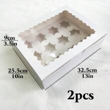 2pcs/5pcs/10pcs/50pcs 1/2/4/6/12 Hole Cupcake Boxes With Clear Window, Muffin Tart Container, White Paper Board Boxes For Cookies, Snacks, Desserts, Cake House, Party Gifts, Bakery Packaging, Cooked Food Gift Boxes, Baking Supplies - Paper - View 14