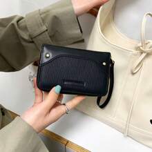 1pc Women's Wrist Wallet, Solid Color Cute Minimalist Medium-Long Zipper Coin Purse, PU Leather Light Color Student Hand Clutch Multi-Card Short Wallet, Suitable For Daily Life, Commuting, School And Gift - Multicolor - View 4