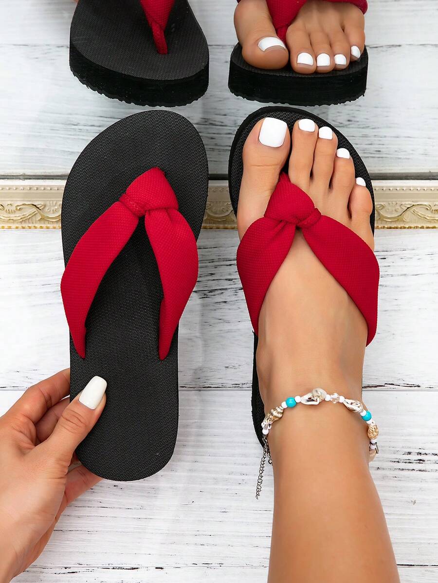 Spring/Summer Women Fashion Flat Sandals,Cute Slippers,European And American Style Beach Slippers,Summer Shoes,Spring Shoes,Middle East Style Printed Black Red Outdoor Flip Flops,Lightweight Comfortable Breathable Shock Absorbing Practical Vacation Slippers.