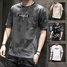 Camiseta de cuello redondo de moda para hombre, camiseta informal ajustada con estampado de moda,Playera Hombre, Slim Fit Tacto Extra Suave - Negro - Ver 8