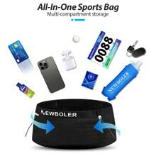 NEWBOLER Elastische Sport Hüfttasche Packung mit Startnummer Gürtel für Triathlon Marathon Radfahren Bergsteigen Hydratations Hüfttasche + 500ML weiches Wasserflasche