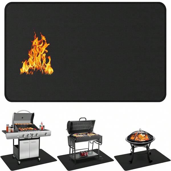 60 X 40 Inch Under Grill Mats For Outdoor Grill, Double-Sided Fireproof Deck And Patio Protector Mat, BBQ Mat For Under BBQ, Waterproof Oil-Proof Grill Floor Pads Fire Pit Mat Fireplace Mat