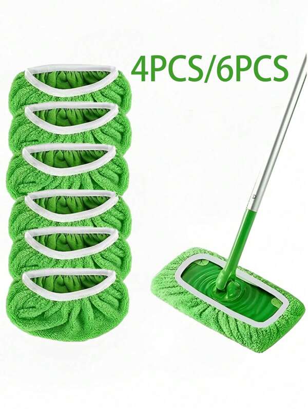 4PCS/6PCS Microfiber Mop Pads Reusable(This Is A Small Size Mop Cloth 6PCS Cover, Suitable For Mop Boards With A Size Of 25.4*11.5cm. Please Check The Picture And Size Carefully Before Purchasing.), Washable Mop Replacement Cloth Cover, Strong Absorption, Pet Hair Removal, Friendly Home Cleaning Supplies