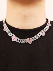 1pc Exquise gebroken hartvormige ketting, Unisex Punk Stijl Hip Hop Mode Liefdesketting Link Heren Sieraden, Multi-Layer Plating Constructie