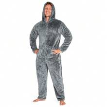 City Comfort And Loungewear Fleece Pyjama All In One Jumpsuit Nightwear - Grey - View 1