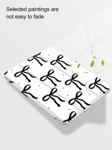 1pc Beautiful Black Bowknot Silicone Foldable Shockproof Tablet Protective Case With Pen Slot, Compatible With Samsung, IPad, Honor, Support Sleep/Wake Function - Multicolor - View 3