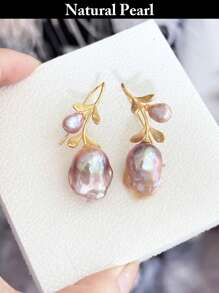 1 par de aretes de perlas barrocas asimétricas de colores multicolor, gota de pendientes con perla natural, adecuados para uso diario y regalos para fiestas