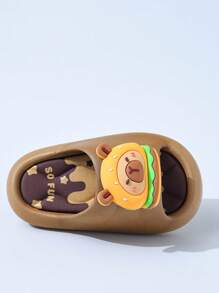 1 Pair Kids Cartoon Cute Non-Slip Indoor Shower Soft Bottom Slippers For Boys, Summer - Coffee Brown - View 6