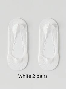 2/4/7 Pairs Women's Ultra-Thin Mesh Breathable Invisible Lace Silicone Non-Slip Boat Socks, Soft & Sweat-Absorbent - Multicolor - View 17