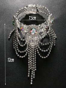1pc Silver Personalized Fashion Multi-Layer Tassel Rhinestone Arm Bracelet Chain, Body Jewelry For Party