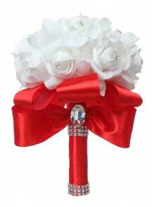 1件装奢华水钻蝴蝶结装饰花束，适用于婚礼新娘、伴娘、仪式、户外婚礼和庆祝活动，以及情人节配饰