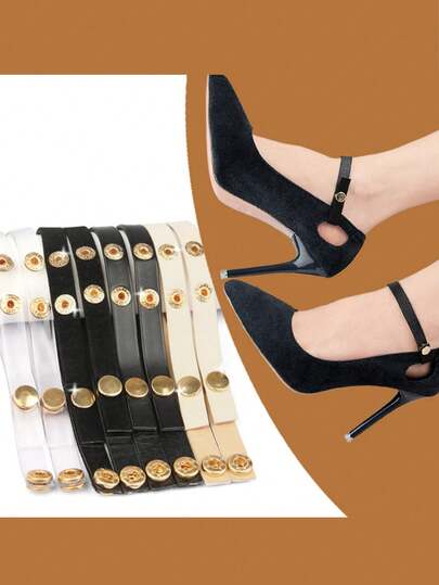 1 paar hoge hak sandaal band converter, onzichtbare anti-slip schoenveter houder met metalen dubbele kop clip, verstelbare schoen gesp, voorkomt hiel slippen, eenvoudige installatie