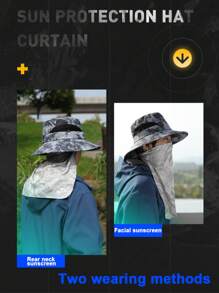 GOLOVEJOY 1pc Men Neck Protection UV-Proof Sunshade Hat, Suitable For Fishing, Cycling, Outdoor, Breathable Neck Veil - Suitable For Fishing, Cycling, Camping, Hiking, Trekking - Multicolor - View 3