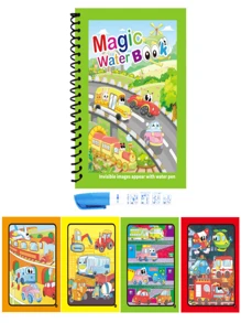 1pc Magic Water Drawing Book With Pen (Color Random), Reusable Doodle Fill-In Book, Early Educational Toy, Suitable As Holiday Gift,Back To School