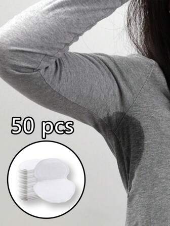 50pcs Disposable Underarm Anti-Sweat Pads, Sweat-Absorbent & Fresh, Underarm Sweat Pad, Hygiene Products For Sports And Outdoor Activities