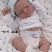 48cm 19inch Full Body Soft Vinyl Reborn Baby Girl Doll With 3D-Paint Skin And Visible Veins Like Real Sleeping Baby Newborn Bathe Toy For Children Birthday Gift