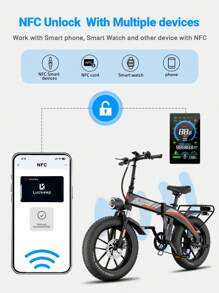 Luckeep X1 Folding Electric Bike For Adults 1500W Peak Motor,30MPH 60 Miles,720WH Battery 20" X 4.0" Fat Tire Foldable Ebike Commute With NFC/Anti-Theft/Hydraulic Brakes,UL Certified Electric Bicycle - Ideal For Commuting, Mountain, City Rides, Portable Transport, Stylish Ride, Robust Frame, Powerful Motor, Commuter Choice - X1Red - View 5