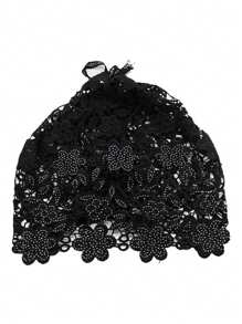 1pc Women Summer Ultra-Thin Rhinestone Lace Headband Ponytail Scarf Hat, Breathable Hair Cover, Suitable For Daily Wear, Spring/Summer, Applicable To All Ages, Foldable, Wide Brim, Bohemian Style, Suitable For Dates, Gatherings With Friends, Blind Dates, Outdoor Activities, Beach Vacations - MZ2799 - View 7