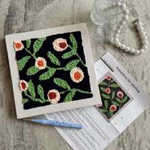 1 Set Punch Nadel Anfänger Set mit verstellbaren Kunststoff Nadeln, gemischte Farben Garn, Jahreszeiten Blumen Thema Bastelset, komplettes Material enthalten, DIY handgefertigtes Nähset mit Blumenmuster, einfaches Latch Hook Teppich Set für Heim-Dekoration, Kunst und Handwerk Geschenk für Frauen, Erwachsene und Schule