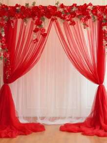1/2/4 件红色薄纱拱门面料，派对背景欧根纱窗帘，婚礼网状帷幔拱门薄纱窗帘，婚礼派对装饰，背景布，宝贝淋浴装饰性别揭示装饰新娘送礼会装饰生日派对装饰背景装饰用品，婚礼用品婚礼拱门面料，