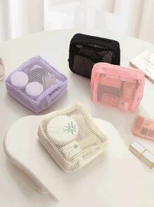 1 件迷你化妆包，时尚化妆品旅行箱收纳袋，适用于女士/女孩女孩卫生巾，大容量便携式网眼化妆包，口红收纳袋，网袋，最佳生日礼物，情人节礼物，妇女节礼物，适用于假日海滩，浴室收藏，卧室收藏，大容量