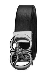 1pc Men's Vintage Sheep Head Pattern Luxury Automatic Buckle Belt, Adjustable Length, Suitable For Middle-Aged And Young Men, Fashion Accessory For Formal And Casual Occasions, Excellent Gift For Thanksgiving, Christmas, Father's Day