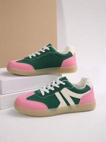 Women's Symbol Lace-Up Front Thick Sole Sneakers, New Lightweight Thick Bottom Casual Shoes For Autumn, Outdoor Sports Style Student Shoes - Multicolor - View 9