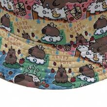 1 Peça Chapéu Balde Estampado com Desenho Cartoon de Capivara, Unissex, Respirável, Casual para Uso Externo e Proteção Solar