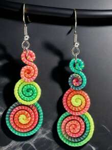 Handmade Colorful Retro Woven Rainbow Earrings, Fashionable Earrings For Women, Elegant Accessories For Home, Casual, Street, Party, Classic Souvenir, Ideal Gift For Valentine's Day, Birthday, Anniversary