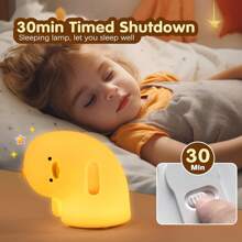 1pc Tilted Duck LED Night Light, Soft Cute Pumpkin Light For Halloween, Children's Silicone Duck Lamp, Dimmable Touch Lamp For Girls Bedroom, Nursery, Breastfeeding, Kindergarten Decor