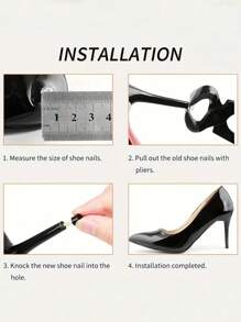 15 Pairs Of 5 Different Size Black High Heel Nail Heel Wear-Resistant Heel Leather Anti-Slip High Heel Accessories