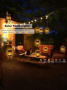 Set de 2/4 piezas Farol Solar, Luces solares exteriores IP65 a prueba de agua con llama parpadeante, decoración de Halloween, Mini luz solar colgante para jardín, patio, césped - Multicolor - Ver 7