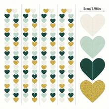 1pc, 157.48 Inch Dark Green Light Green Golden White Love Car Wire Birthday Engagement Wedding Party Background Decoration Pull Flower - Multicolor - View 4