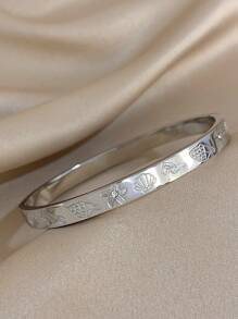 1 pieza Brazalete geométrico de circonita para mujeres, brazalete de acero inoxidable apilable, joyería diaria y de fiesta, regalo para el Día de la Madre