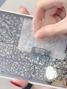 1个美甲印章，超粘透明硅胶美甲印章套装，高弹性耐用果冻印章，适用于家庭美甲沙龙DIY美甲印花板 - 彩色 - 查看 6