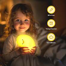 1pc Tilted Duck LED Night Light, Soft Cute Pumpkin Light For Halloween, Children's Silicone Duck Lamp, Dimmable Touch Lamp For Girls Bedroom, Nursery, Breastfeeding, Kindergarten Decor