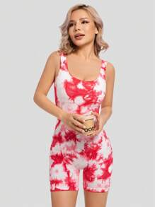 Mono con espalda descubierta, de talle alto y con estampado de teñido anudado, sexy
