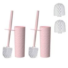 2PCS High Cylinder Scale Pattern Toilet Brush With Elegant Design For Easy Cleaning - Non-Slip Handle, Durable Bristles, Perfect For Home And Bathroom Hygiene - 2PCS-pink - View 1