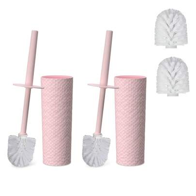2PCS High Cylinder Scale Pattern Toilet Brush With Elegant Design For Easy Cleaning - Non-Slip Handle, Durable Bristles, Perfect For Home And Bathroom Hygiene