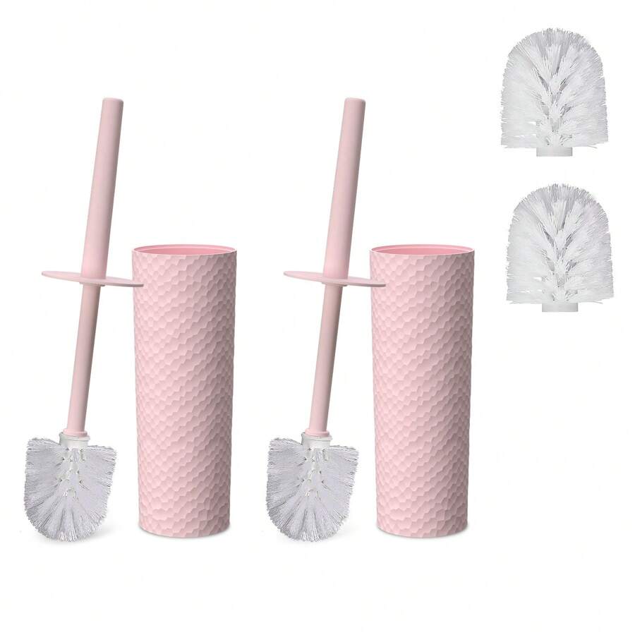 2PCS High Cylinder Scale Pattern Toilet Brush With Elegant Design For Easy Cleaning - Non-Slip Handle, Durable Bristles, Perfect For Home And Bathroom Hygiene - 2PCS-pink - View 1