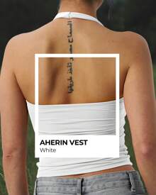 VOYJOY Aherin Women Sexy Halter Tank Tops Slim Fit Cami Not Padded Open Back Sleeveless Y2K Going Out Crop Top - 白色 - 查看 5