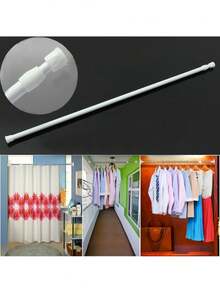 Barra telescópica de acero al carbono con pintura blanca, sin necesidad de perforación, para cortinas y ducha, ideal para inquilinos y propietarios que realizan actualizaciones de decoración en el hogar por sí mismos