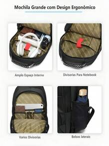 Men's Waterproof Backpack Waterproof Internal Divider For Laptop Assorted Shipping - màu đen - Xem 4