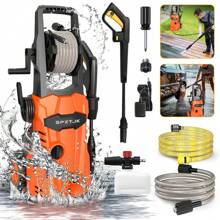 SPZTJK Electric High Pressure Washer - 1600W Portable Washer, 4.7 LPM Flow Rate, 33FT Long Hose, 18FT Power Cord, Foam Cannon, And Durable Construction, Cleans Patios/Cars/Fences/Windows - US A Type Plug(110-127V) - View 2