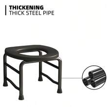 1 bucată scaun de toaletă negru, suportă până la 300 de livre, ușor de curățat, potrivit pentru femeile în vârstă și femeile însărcinate, poate fi folosit ca scaun de toaletă sau bancă de duș